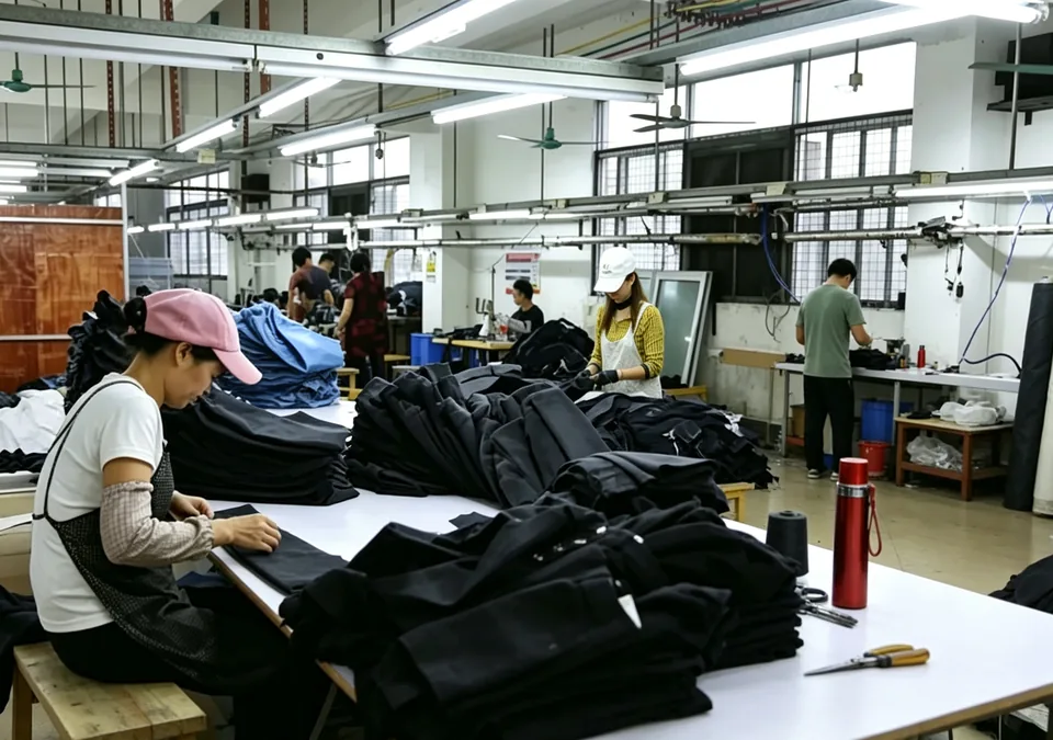 Denim finishing inspection at the KG FASHION factory